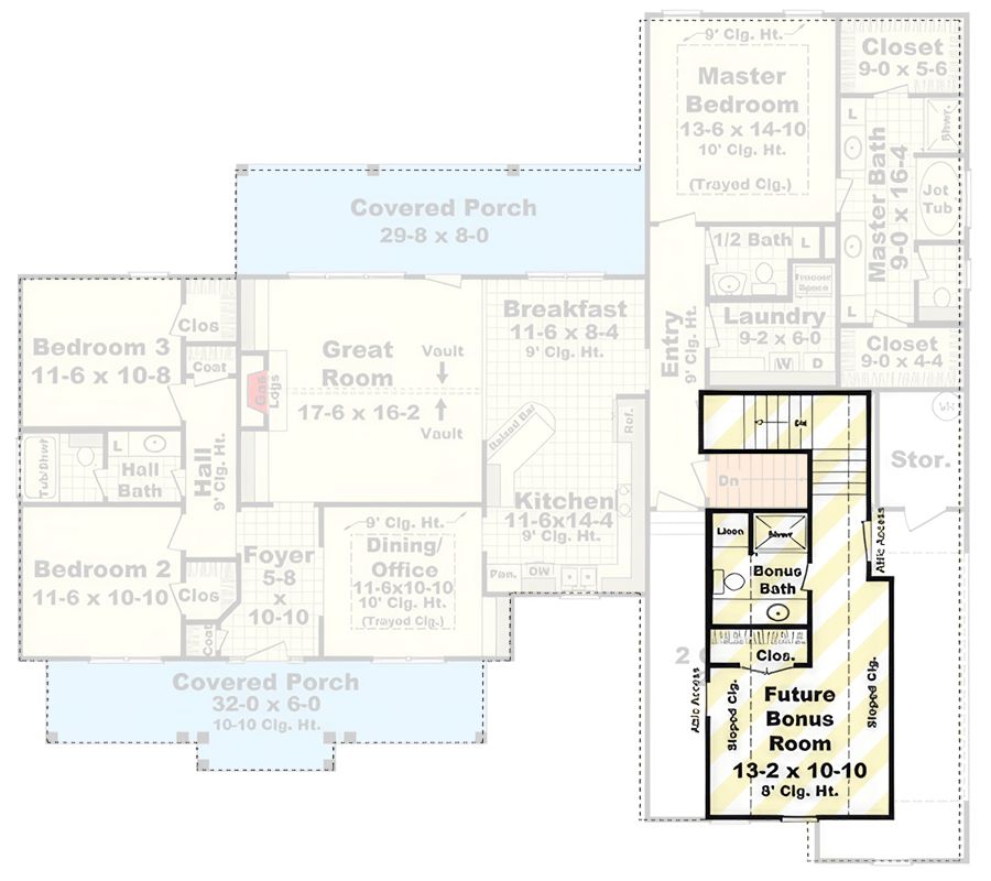 Plan 51294MM: Elegant Modern Farmhouse House Plan with Split Bedrooms and Bonus - Floor Plan - Optionally Finished Bonus Room - Country, New American, Traditional