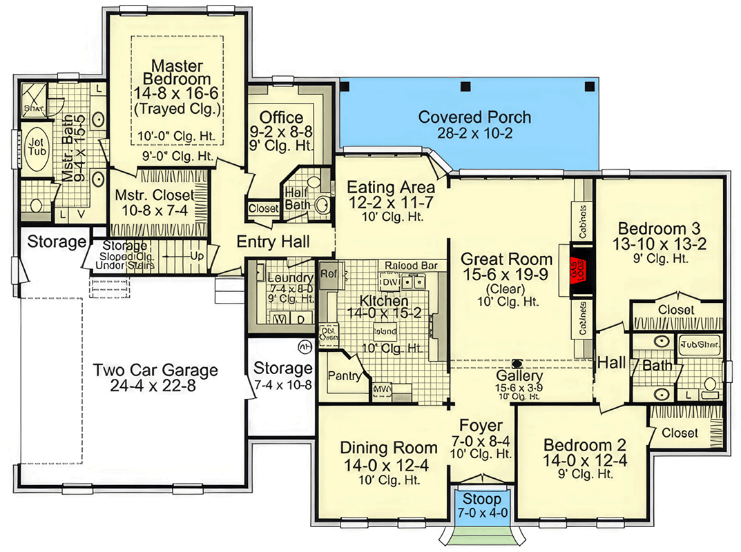 Plan 51296MM: Elegant French Country House Plan: 3 Beds, Master Suite, Bonus Room - Floor Plan - Main Level - French Country