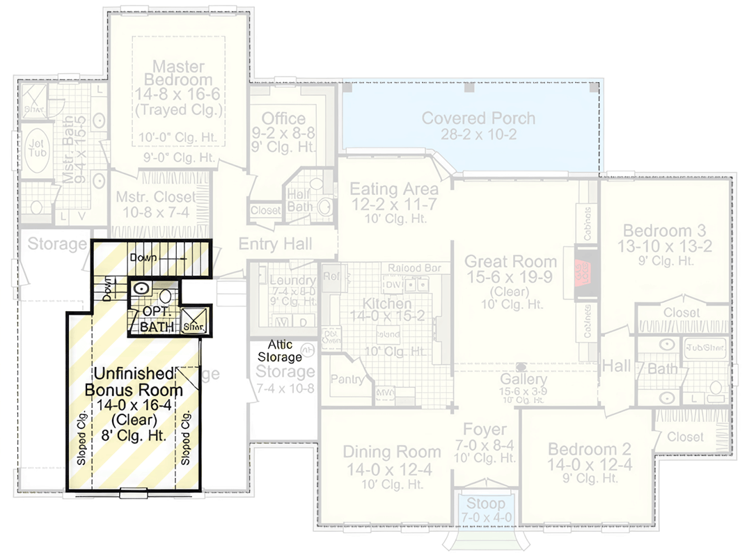 Plan 51296MM: Elegant French Country House Plan: 3 Beds, Master Suite, Bonus Room - Floor Plan - 2nd Floor - French Country