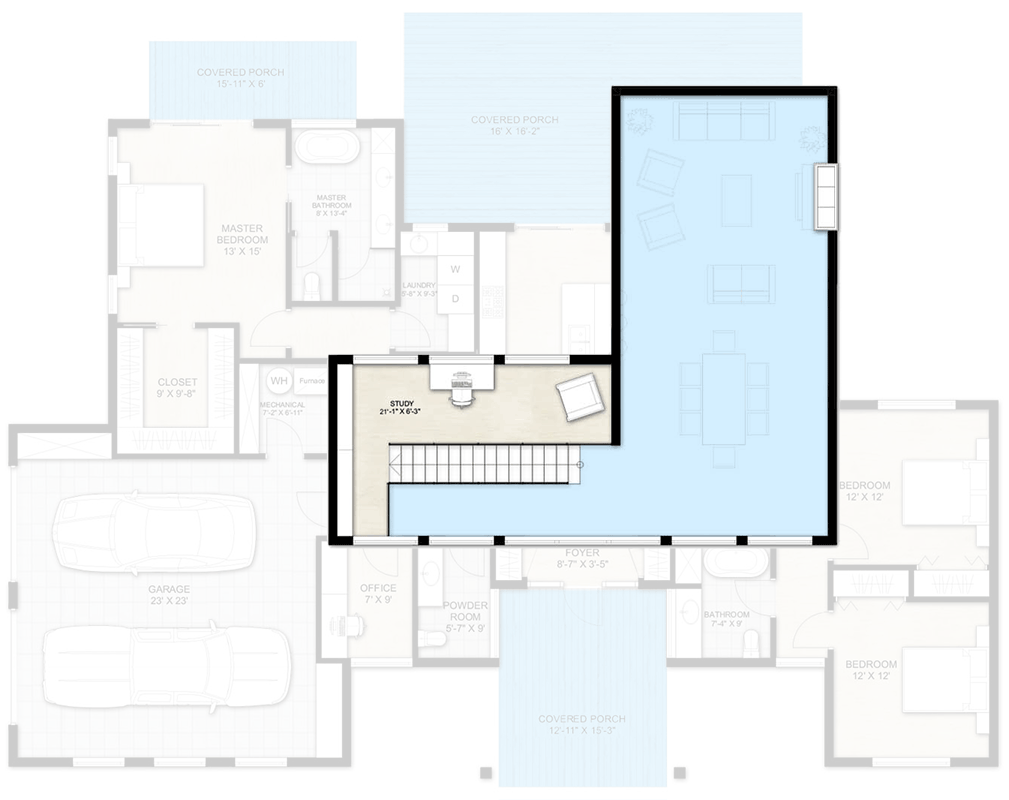 Plan 242006TRU: Modern Mid-Century 3-Bed House Plan with Open Living & Study Loft - Floor Plan - 2nd Floor - Contemporary, Mid Century Modern, Modern, Northwest