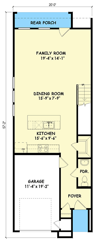 Plan 100357GHR: Sleek Contemporary 3-Bedroom House Plan with Upstairs Master Suite - Floor Plan - Main Level - Contemporary, Modern
