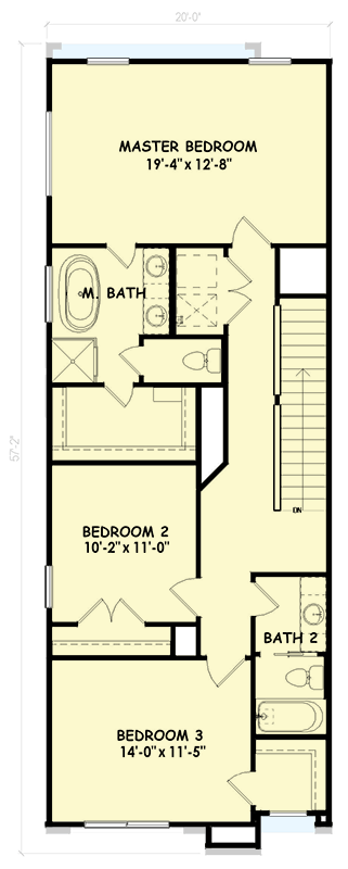 Plan 100357GHR: Sleek Contemporary 3-Bedroom House Plan with Upstairs Master Suite - Floor Plan - 2nd Floor - Contemporary, Modern