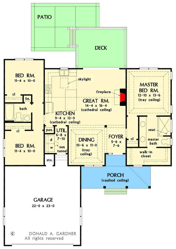 Plan 444437GDN: Spacious 3-Bedroom Modern Farmhouse House Plan with Split Layout - Floor Plan - Main Level - Modern Farmhouse, New American