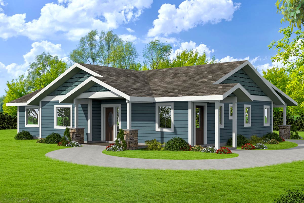 Plan 350151GH: Ranch House Plan with Dedicated Home Office and Covered ...