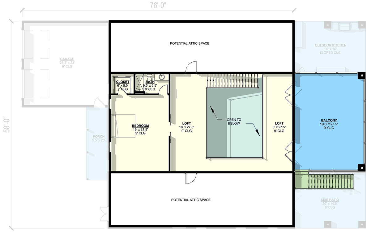 Plan 405041FDC: Modern 4-Bedroom Barndominium House Plan with Loft and Outdoor Kitchen - Floor Plan - 2nd Floor - Barndominium
