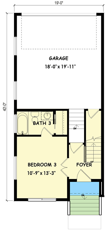 Plan 100358GHR: Urban Contemporary House Plan with Rooftop Deck and 2-Car Garage - Floor Plan - Main Level - Contemporary
