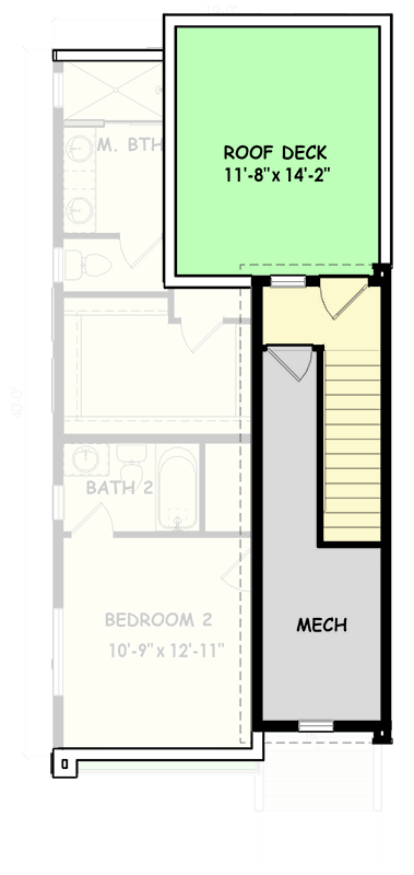 Plan 100358GHR: Urban Contemporary House Plan with Rooftop Deck and 2-Car Garage - Floor Plan - Rooftop Deck - Contemporary