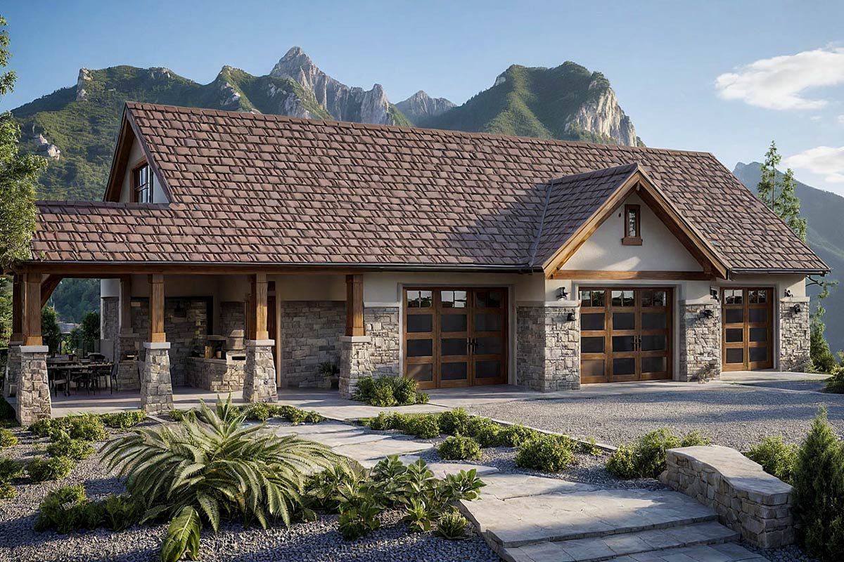 Plan 720149DA: Spacious 3-Car Detached Garage with Storage and Breezeway