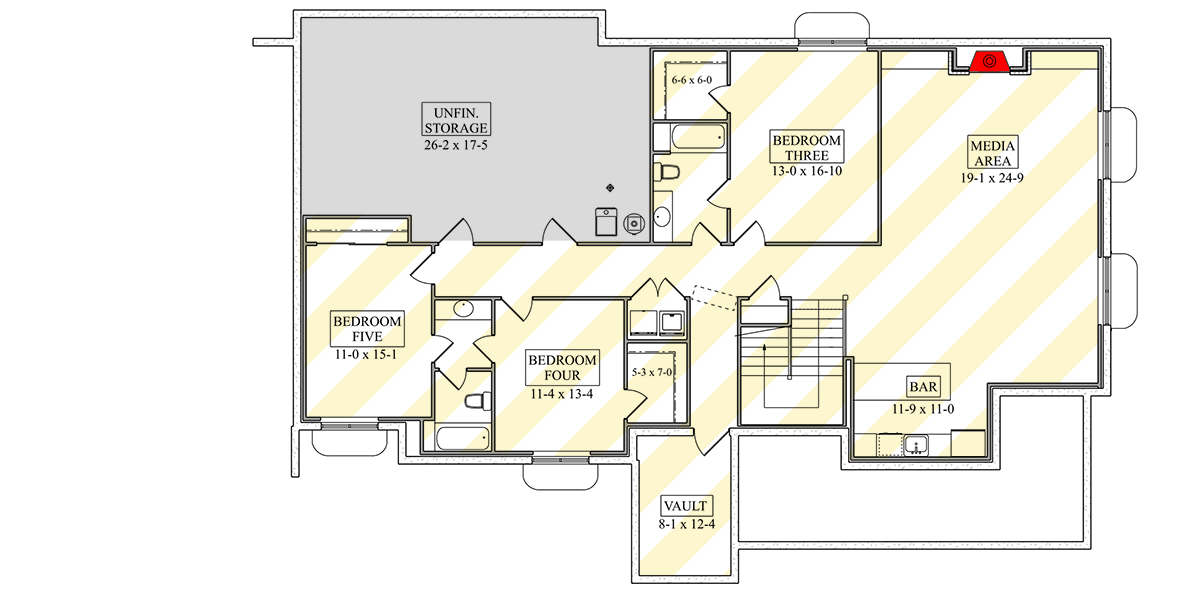 Plan 95323RW: Hill Country Modern House Plan with 4-Car Garage and Main-Level Master - Floor Plan - Optional Lower Level - Hill Country, Modern, Mountain