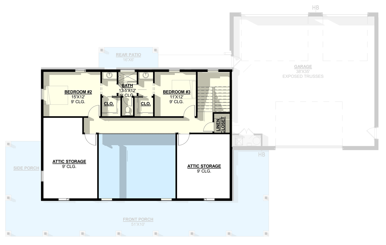 Plan 405054FDC: Barndominium-Style Plan with Three-Car Garage and Home Office - Floor Plan - 2nd Floor - Barndominium