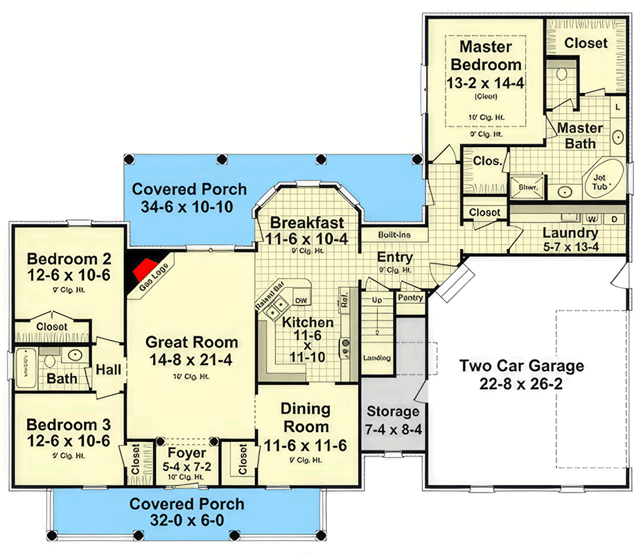 Plan 51300MM: Inviting 3-Bedroom Country Ranch House Plan with Bonus Room - Floor Plan - Main Level - Country, Ranch, Traditional