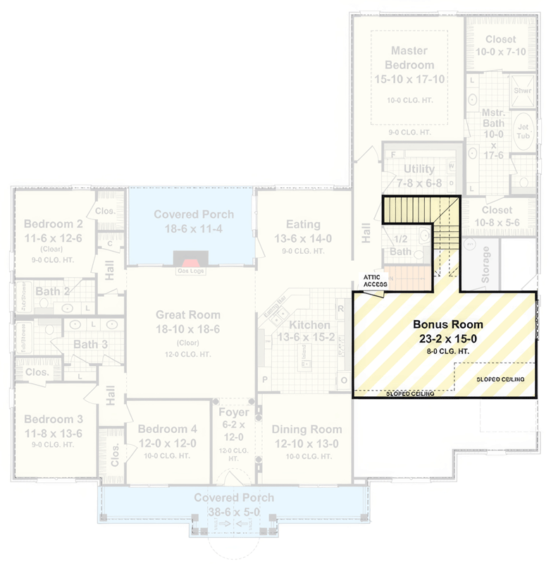 Plan 51304MM: Colonial Retreat with Split Bedrooms and Bonus Room - Floor Plan - 2nd Floor - Colonial, Traditional