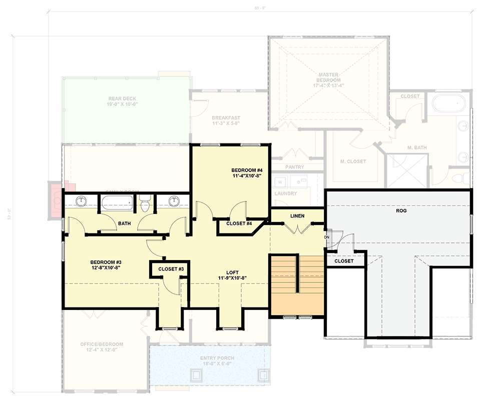 Plan 30098RT: Spacious New American House Plan with First-Floor Primary Suite and Bonus Room - Floor Plan - 2nd Floor - Country, New American, Traditional