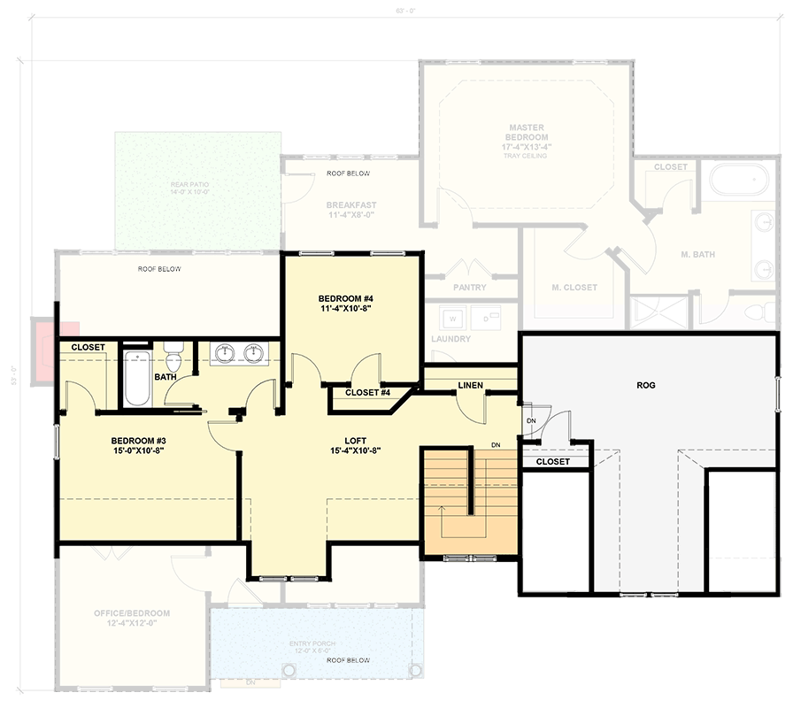 Plan 30099RT: Spacious New American House Plan: 3-4 Beds, Main-Level Master, Bonus Room - Floor Plan - 2nd Floor - Craftsman, New American