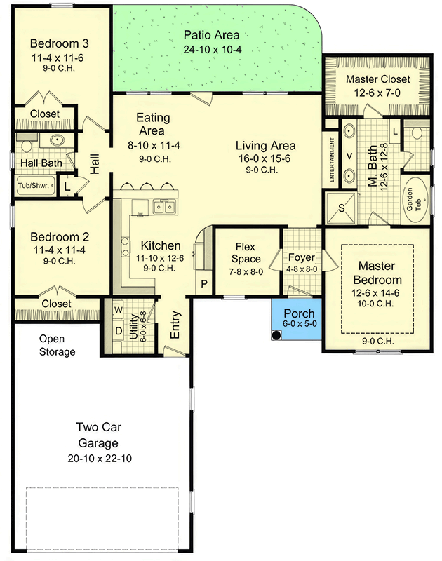 Plan 51305MM: Charming Country House Plan: 3 Beds, Split Layout, Home Office - Floor Plan - Main Level - Country, Traditional