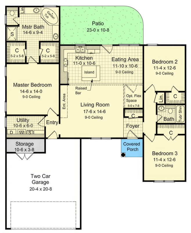 Plan 51306MM: Country House Plan with Open Living and Private Master Suite - Floor Plan - Main Level - Country, Ranch