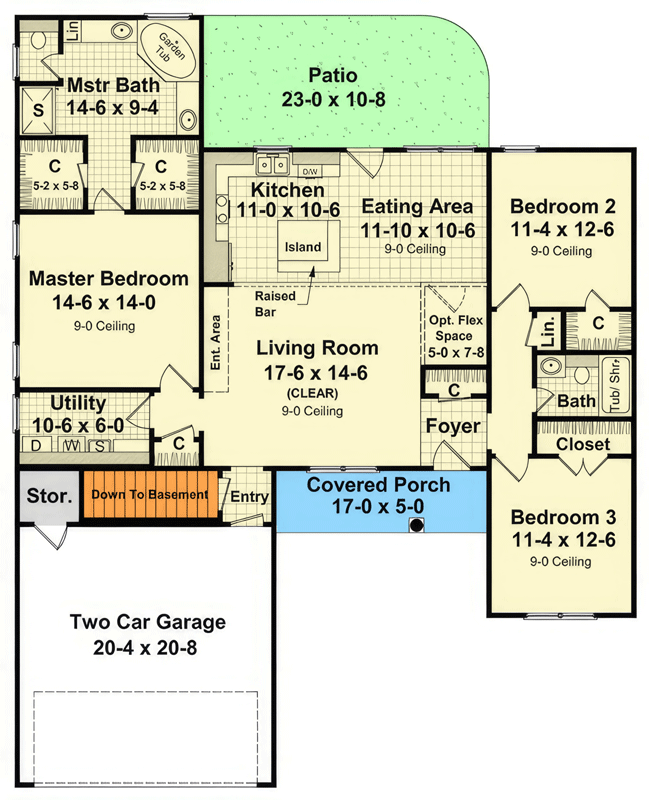 Plan 51307MM: Spacious 3-Bedroom New American House Plan with Split Layout - Floor Plan - Main Level - New American