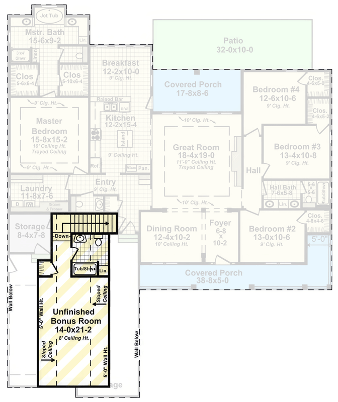 Plan 51311MM: Charming Modern Farmhouse House Plan with Split Bedrooms and Bonus Room - Floor Plan - 2nd Floor - Farmhouse, Modern Farmhouse
