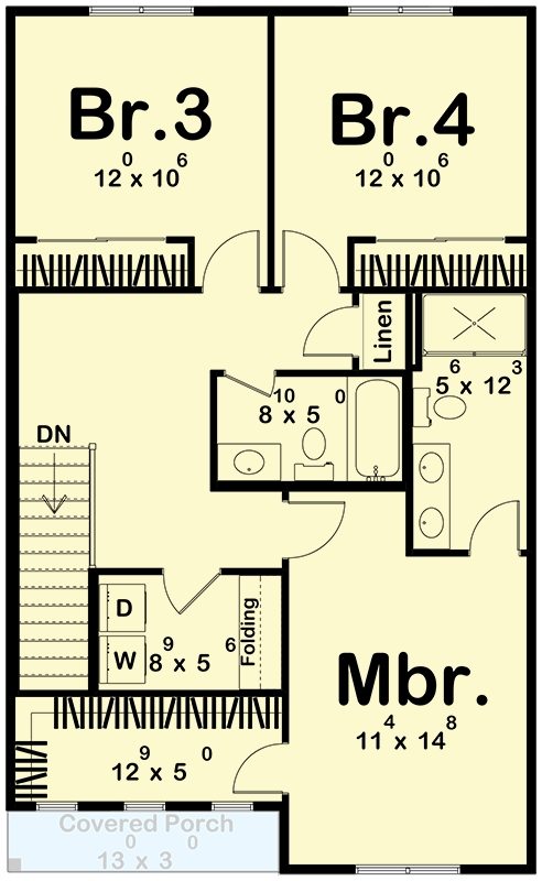 Plan 623563DJ: Traditional 4-Bed House Plan with Upstairs Master Suite - Floor Plan - 2nd Floor - Traditional