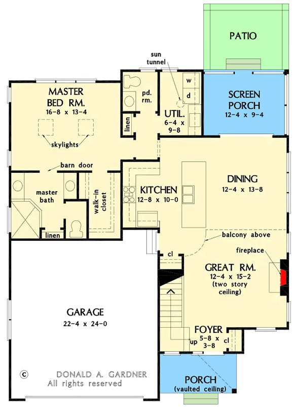 Plan 444443GDN: Modern Farmhouse House Plan with Two Master Suites and Main Level Laundry - Floor Plan - Main Level - Farmhouse, Modern Farmhouse, New American
