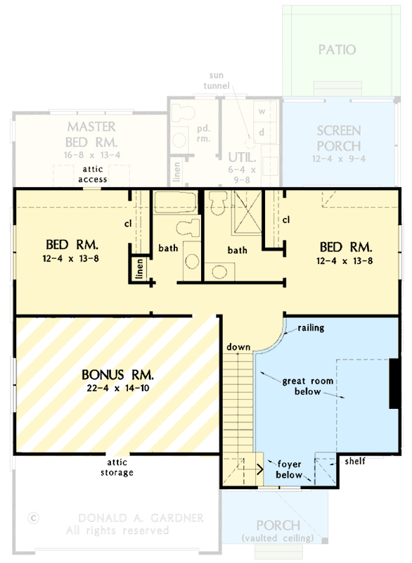Plan 444443GDN: Modern Farmhouse House Plan with Two Master Suites and Main Level Laundry - Floor Plan - 2nd Floor - Farmhouse, Modern Farmhouse, New American