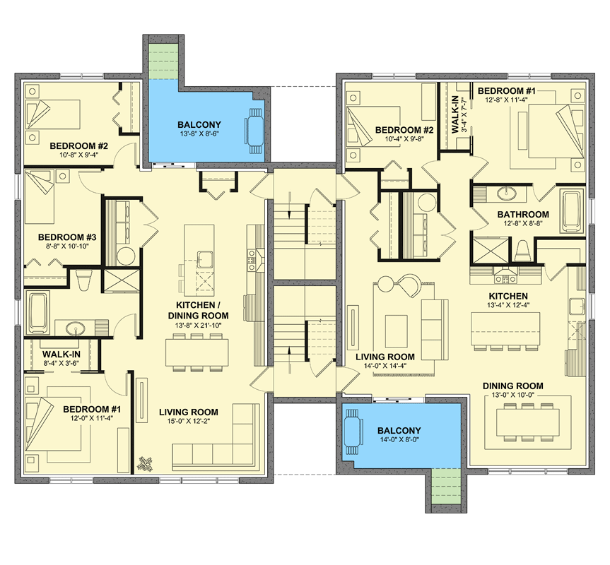 Plan 22719DR: Expansive Multi-Level House Plan with 10 Beds, 8 Baths, and Balconies - Floor Plan - Lower Level - Northwest