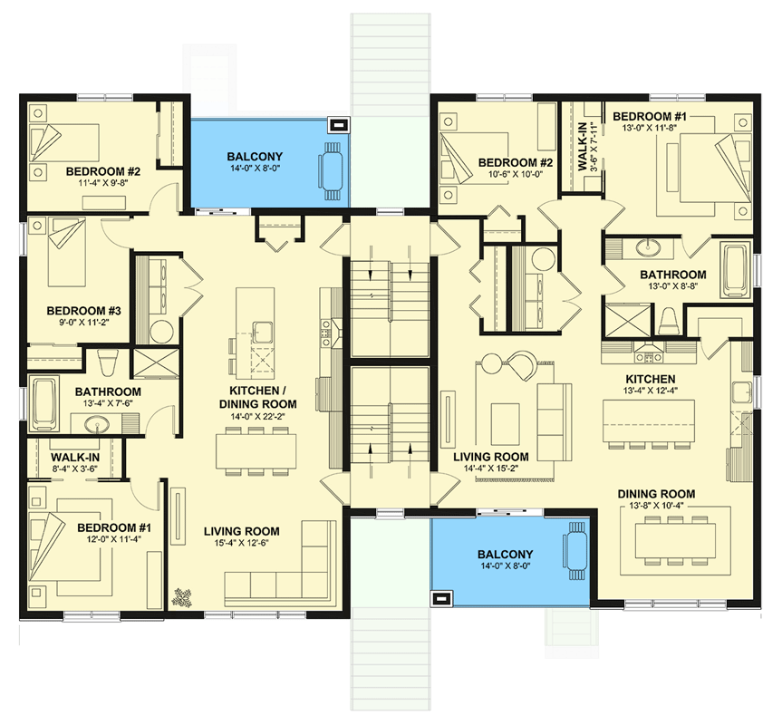 Plan 22719DR: Expansive Multi-Level House Plan with 10 Beds, 8 Baths, and Balconies - Floor Plan - 2nd Floor - Northwest