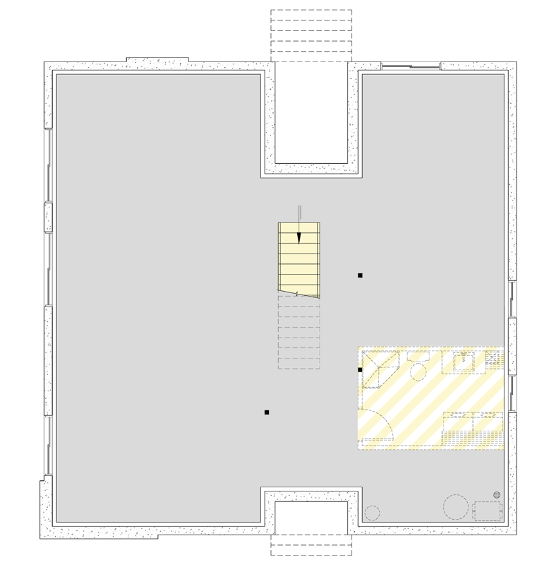 Plan 22728DR: Single Bedroom Contemporary Mountain Plan with Mezzanine and Glass Cellar - Floor Plan - Unfinished Basement Level - Cabin, Contemporary, Mountain, Rustic