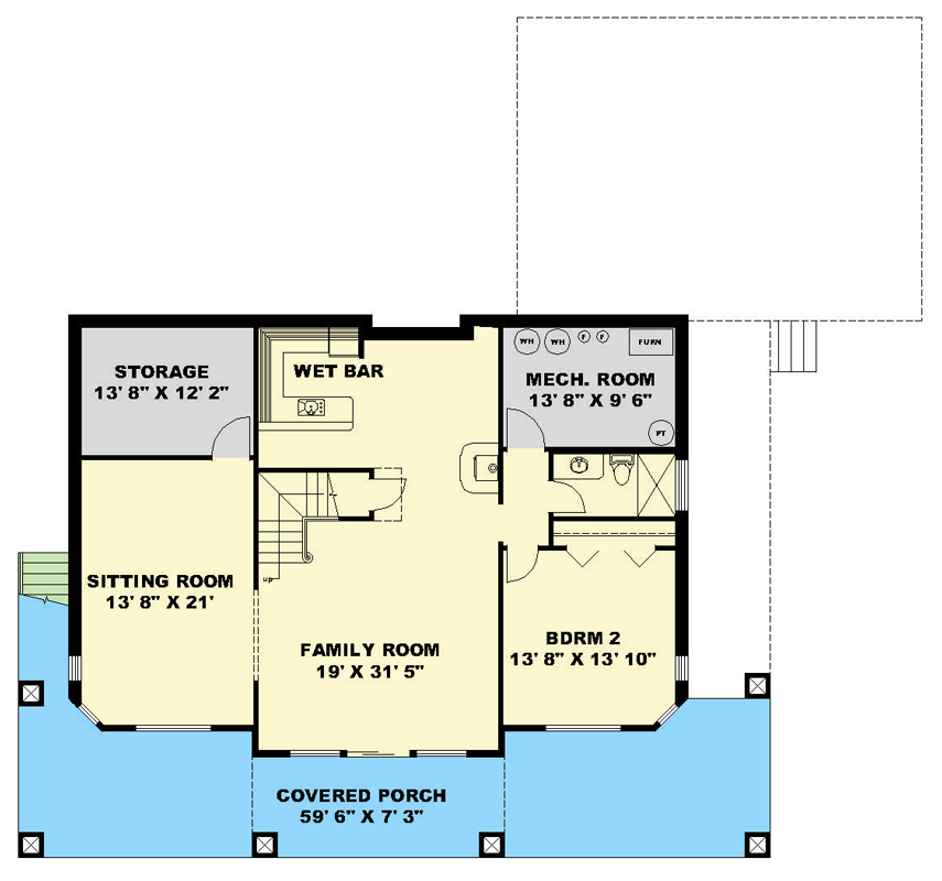 Modern Mountain House Plan with Walkout, Vaulted Great Room, and Expansive Deck - 350177GH floor plan - Lower Basement Level