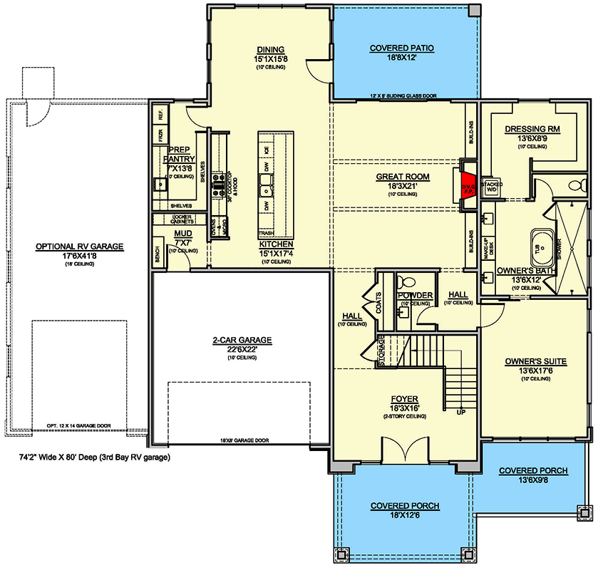 Plan 370052SEN: Modern Northwest House Plan: 5 Beds, Dual Master Suites and Loft - Floor Plan - Main Level - Contemporary, Northwest