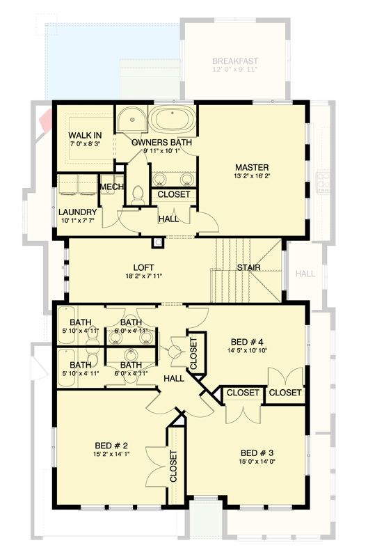 Plan 61670UT: Spacious 4-6 Bed Traditional House Plan with Loft and In-Law Suite - Floor Plan - 2nd Floor - Traditional