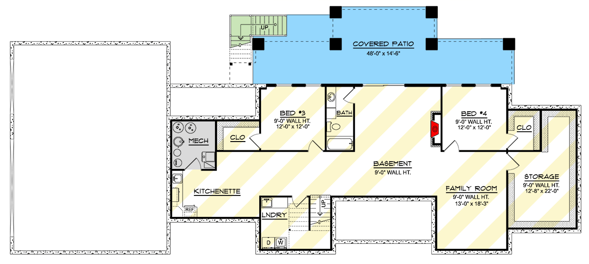 Plan 135393GRA: Sleek Contemporary Modern Ranch House Plan with Open Living and 3-Car Garage - Floor Plan - Optional Lower Level - Contemporary, Modern, Ranch