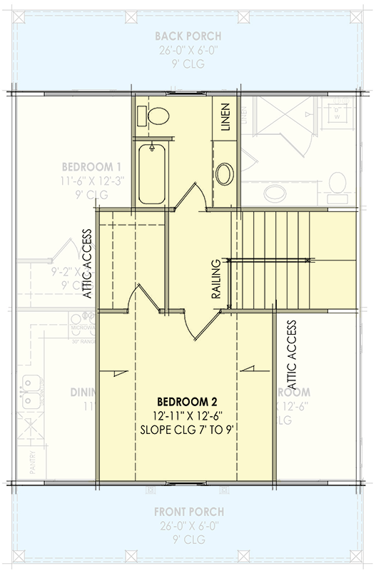Plan 818179JSS: Cozy 2-Bed Mountain Cabin House Plan with Covered Porches - Floor Plan - 2nd Floor - Cabin, Mountain