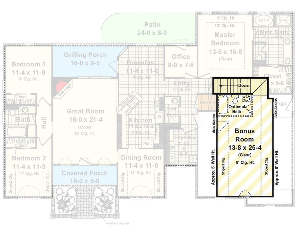 Plan 51321MM: Modern Farmhouse Plan with Home Office and Optional Bonus Room - Floor Plan - Optional Finished Upper Bonus Level - Country, Farmhouse, Modern Farmhouse