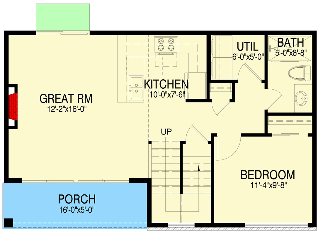 Plan 28131J: Contemporary 3-Bed House Plan with Two-Story Great Room - Floor Plan - Main Level - Contemporary