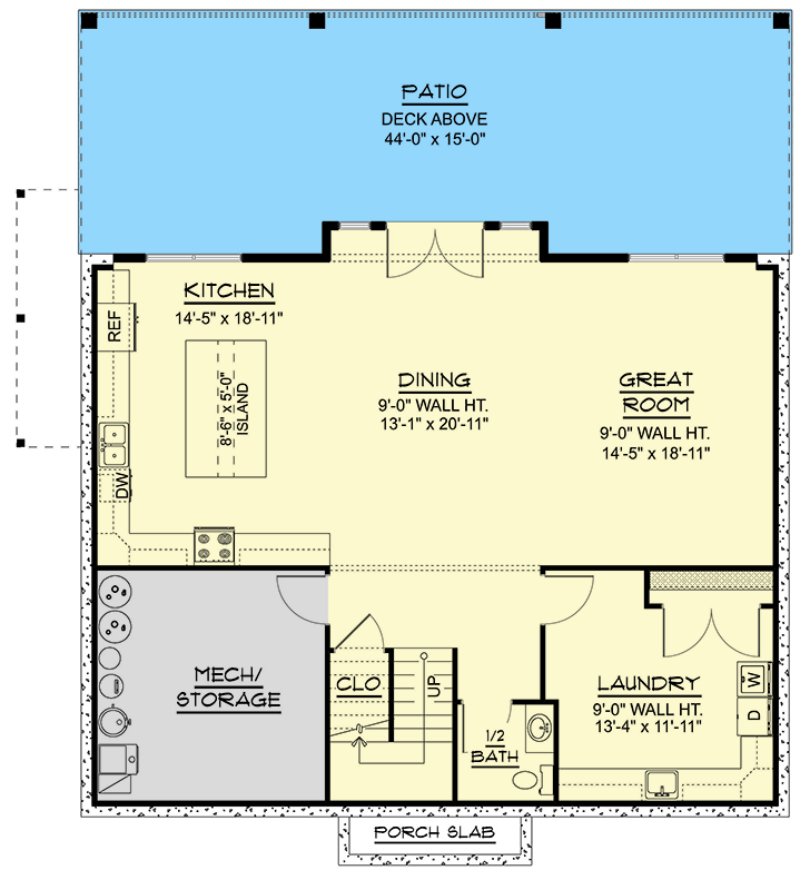 Plan 135395GRA: Modern Mountain Walkout House Plan with Grand Two-Story Loft - Floor Plan - Lower Level - Contemporary, Modern, Mountain