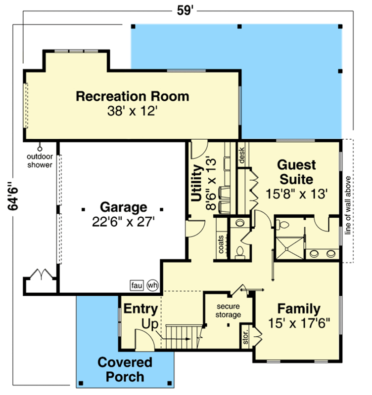 Plan 720162DA: Modern Mountain House Plan with Split Bedrooms and Game Room - Floor Plan - Main Level - Modern, Mountain, Traditional