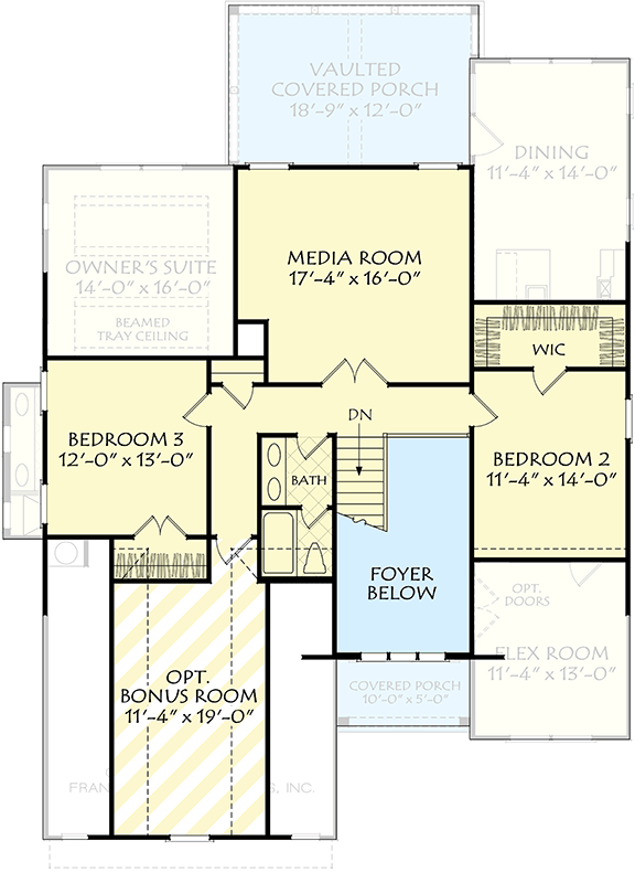 Plan 710443BTZ: European Cottage House Plan: 3-4 Beds, Master on Main, Flex Room - Floor Plan - 2nd Floor - Cottage, European
