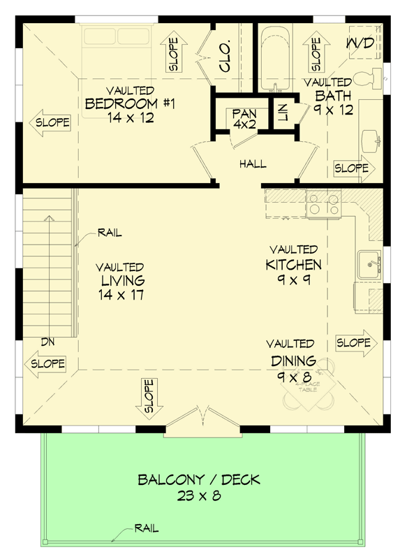 Plan 680626VR: Modern Carriage ADU Plan with 2-Car Garage and Balcony - Floor Plan - 2nd Floor - Carriage, Modern