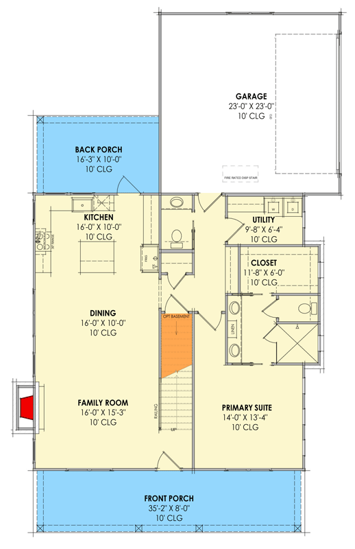 Plan 818186JSS: Four-Bedroom Modern Farmhouse House Plan with Main Level Primary Suite - Floor Plan - Main Level - Craftsman, Farmhouse, Modern Farmhouse, New American