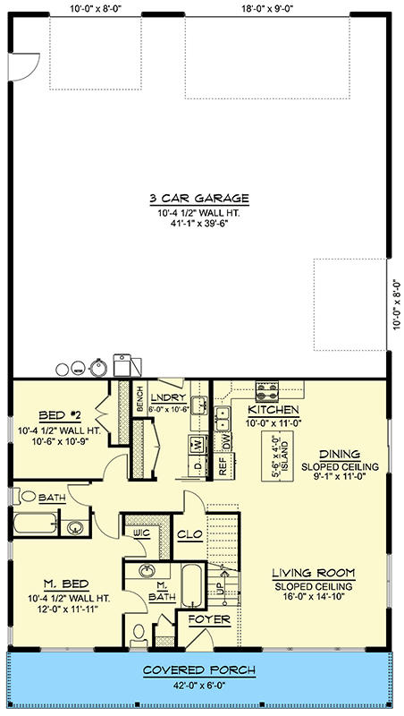 Plan 135398GRA: Barndominium House Plan: Master Down, Two-Story Great Room - Floor Plan - Main Level - Barndominium, Country, Modern Farmhouse