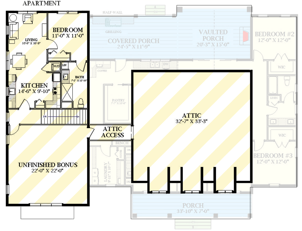 Plan 46532LA: Elegant Modern Farmhouse House Plan with Private Apartment and Outdoor Kitchen - Floor Plan - Image #5 - Farmhouse, Modern Farmhouse, New American
