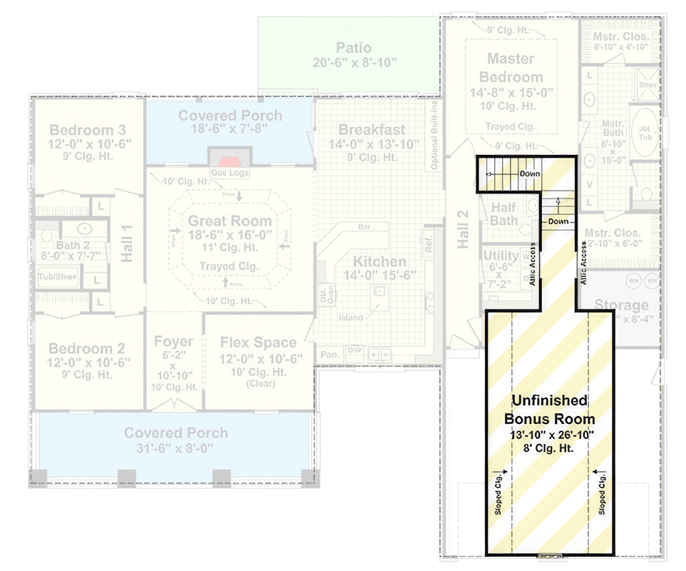 Plan 51337MM: Welcoming Modern Farmhouse House Plan with Split Bedrooms and Optional Bonus Room - Floor Plan - 2nd Floor - Country, Farmhouse, Modern Farmhouse