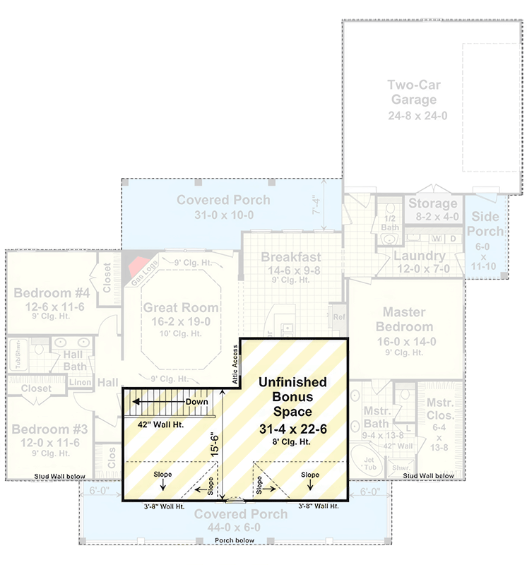 Plan 51338MM: Modern Farmhouse House Plan with Split 4 Beds - Floor Plan - 2nd Floor - Farmhouse, Modern Farmhouse