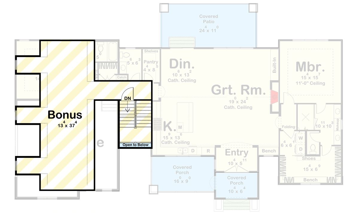 Plan 623567DJ: Spacious Modern Transitional House Plan with In-Law Suite and Main Level Master - Floor Plan - Optionally Finished Bonus Room - European, Modern, Transitional