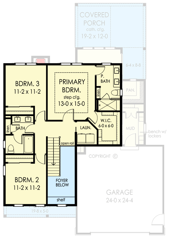 Plan 790173GLV: Modern Farmhouse House Plan with Flexible Office and Dual Porches - Floor Plan - 2nd Floor - Country, Farmhouse, Modern Farmhouse, New American, Traditional