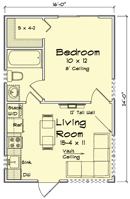 Plan 52492WM: Contemporary Cabin House Plan with Open Living and Main Level Laundry - Floor Plan - Main Level - Cabin, Contemporary, Modern