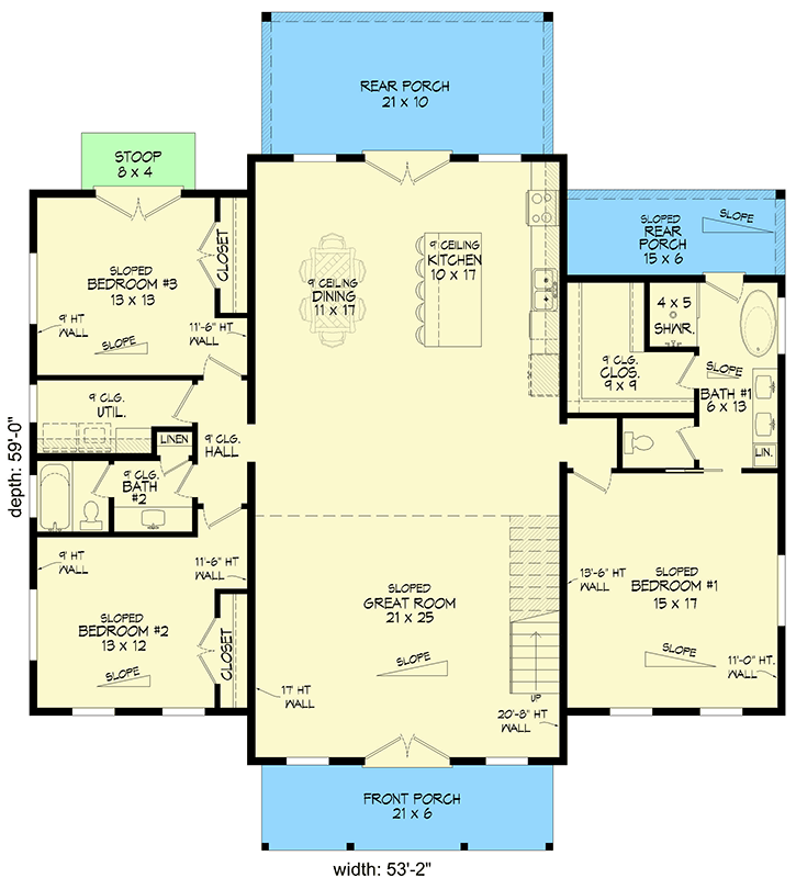 Plan 680629VR: Modern 3-Bedroom Barndominium House Plan with Two-Story Great Room - Floor Plan - Main Level - Barndominium, Contemporary