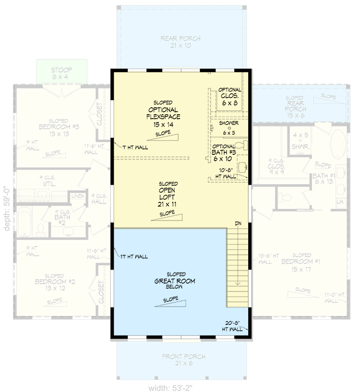 Plan 680629VR: Modern 3-Bedroom Barndominium House Plan with Two-Story Great Room - Floor Plan - 2nd Floor - Barndominium, Contemporary