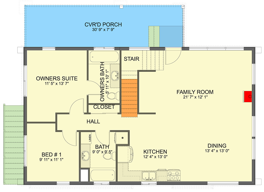 Plan 61676UT: Sleek Modern Scandinavian House Plan with Master Suite and Walkout Garage - Floor Plan - Main Level - Contemporary, Modern, Scandinavian